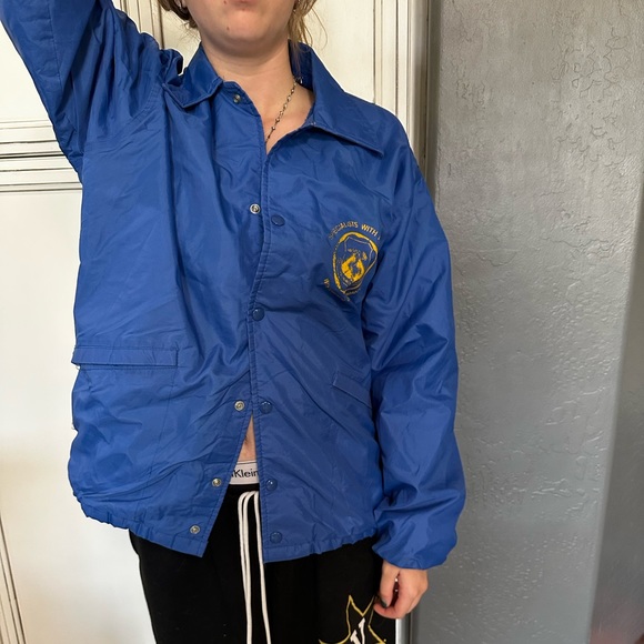 Vintage Windkess faux fur lined winter blue Wiesbaden Germany Army USAF jacket M - Picture 1 of 8